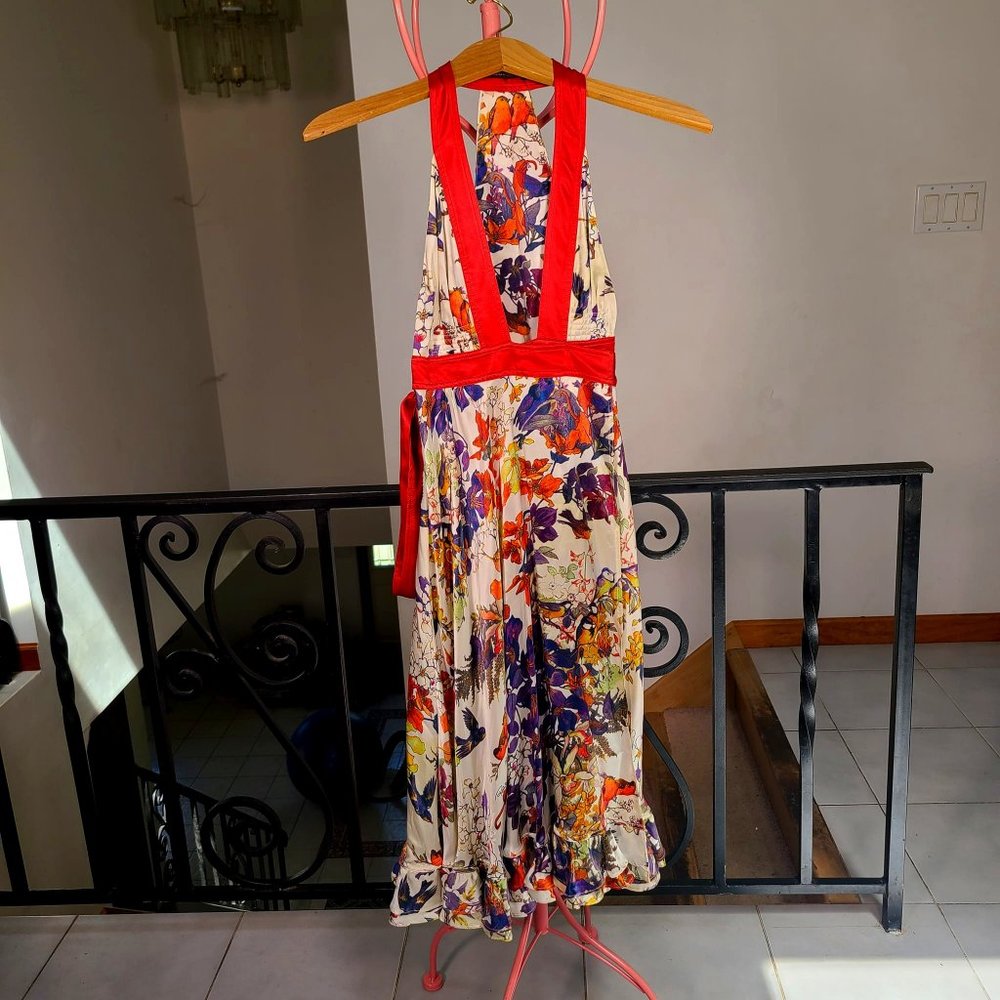 Roberto Cavalli 100% Silk Floral Wrap Dress - Picture 12 of 13